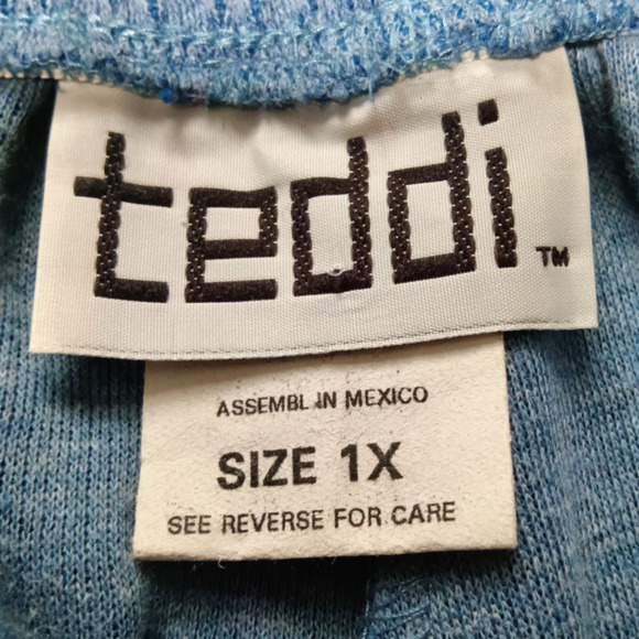 Vintage Denim Blue Embroidered Grannycore pants Set Elastic Waist 1X - Picture 6 of 7